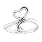 Platinum Round Natural Diamond Accented Heart Ring - view 8