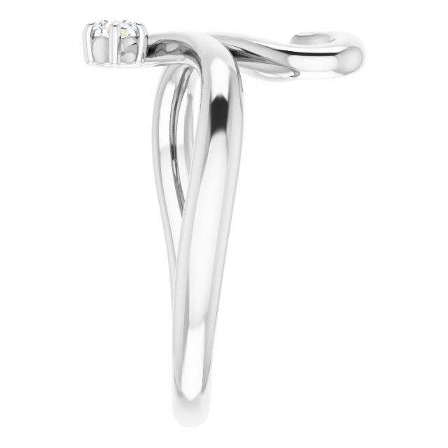 14K Gold Round Natural Diamond Accented Heart Ring - White Gold - view 9