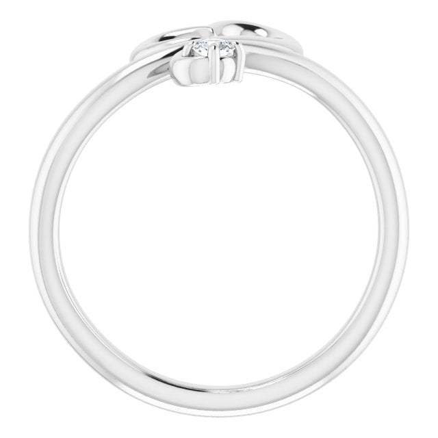 14K Gold Round Natural Diamond Accented Heart Ring - White Gold - view 7