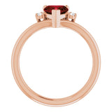 14K Gold Natural Mozambique Garnet & Natural Diamond Accented Heart Ring - Rose Gold - view 7