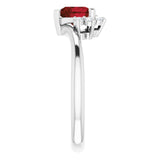 14K Gold Natural Mozambique Garnet & Natural Diamond Accented Heart Ring - White Gold - view 9