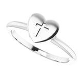 Platinum Heart with Cross Ring - view 5