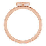 14K Gold Heart with Cross Ring - Rose Gold - view 2
