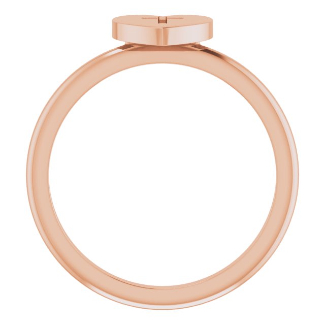 14K Gold Heart with Cross Ring - Rose Gold - view 2
