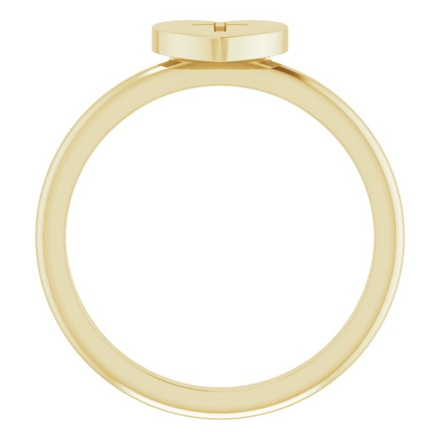14K Gold Heart with Cross Ring - Yellow Gold - view 2