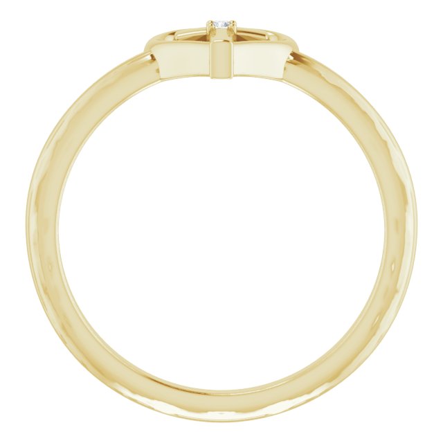 14K Gold Round Natural Diamond Accented Cross & Heart Ring - Yellow Gold - view 7