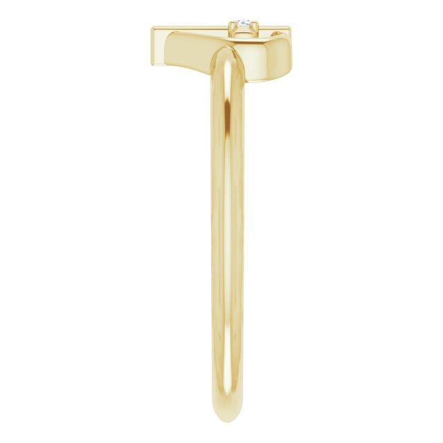 14K Gold Round Natural Diamond Accented Cross & Heart Ring - Yellow Gold - view 9