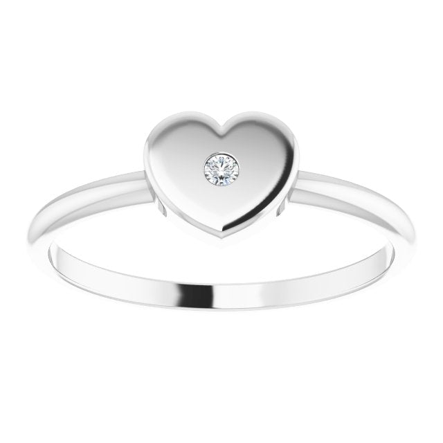 Platinum Round Natural Diamond Youth Heart Ring – 1.3mm Stones - view 8