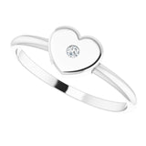 Platinum Round Natural Diamond Youth Heart Ring – 1.3mm Stones - view 10