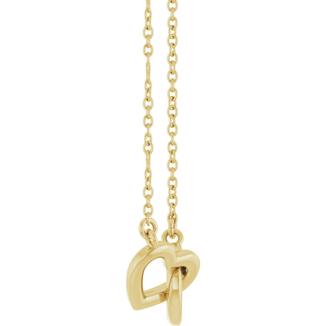14K Gold Interlocking Heart Necklace - Yellow Gold - view 3