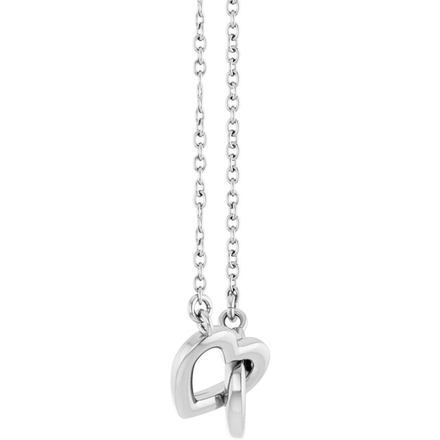 14K Gold Interlocking Heart Necklace - White Gold - view 3