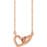 14K Gold Interlocking Heart Necklace - Rose Gold