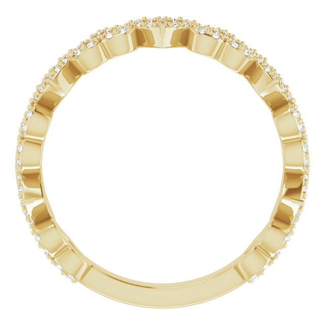 14K Gold Round Natural Diamond Stackable Heart Ring - Yellow Gold - view 7
