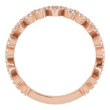 14K Gold Round Natural Diamond Stackable Heart Ring - Rose Gold - view 7