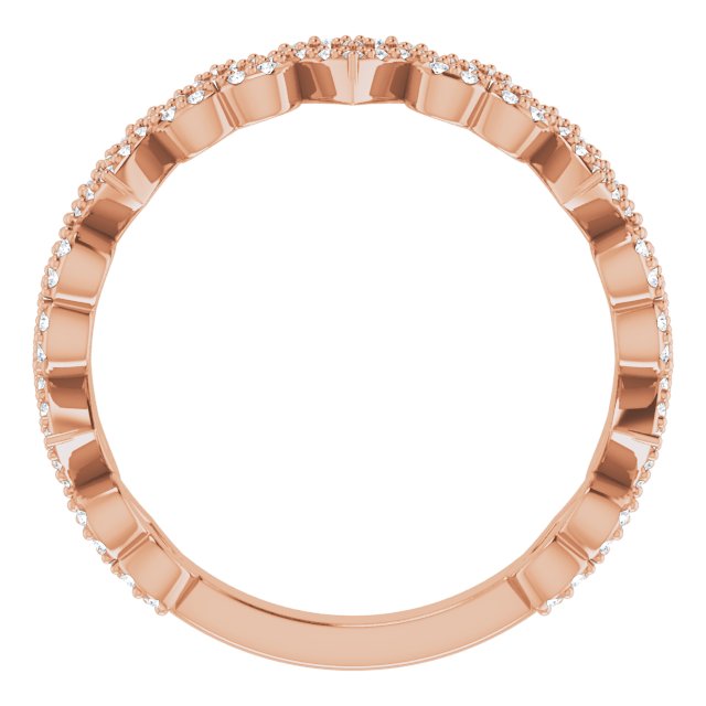 14K Gold Round Natural Diamond Stackable Heart Ring - Rose Gold - view 7