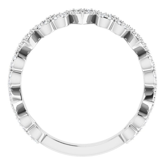 Platinum Round Natural Diamond Stackable Heart Ring - view 7