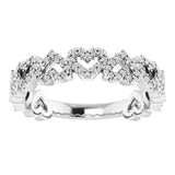 Platinum Round Natural Diamond Stackable Heart Ring - view 8