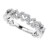 Platinum Round Natural Diamond Stackable Heart Ring - view 10