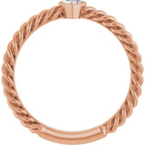 14K Gold Natural Diamond Stackable Bezel-Set Heart Rope Ring - Rose Gold - view 7