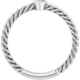 Platinum Natural Diamond Stackable Bezel-Set Heart Rope Ring - view 7