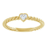 14K Gold Natural Diamond Stackable Bezel-Set Heart Rope Ring - Yellow Gold - view 8