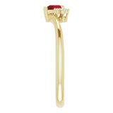 14K Gold Natural Mozambique Garnet & Natural Diamond Accented Heart Ring - Yellow Gold - view 9