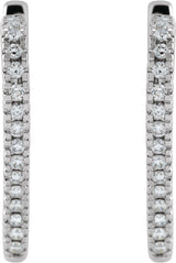 14K Gold Inside-Outside Heart Hoop Earrings - White Gold - view 6