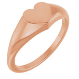 14K Gold Heart Signet Ring - Rose Gold
