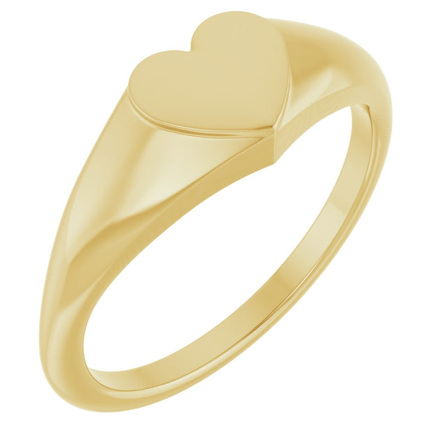 14K Gold Heart Signet Ring - Yellow Gold