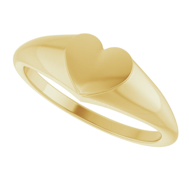 10K Gold Heart Signet Ring - view 5