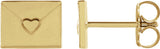 14K Gold Heart Envelope Earrings - Yellow Gold