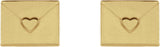 14K Gold Heart Envelope Earrings - Yellow Gold - view 2