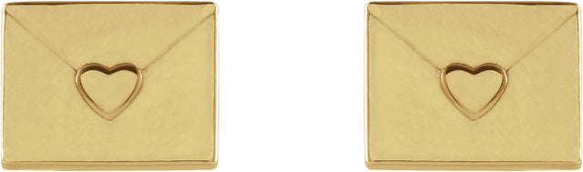 14K Gold Heart Envelope Earrings - Yellow Gold - view 2