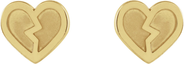 14K Gold Tiny Heart Earrings - Yellow Gold - view 2