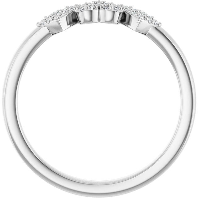 14K Gold Round Natural Diamond Heart Ring – 0.8mm Stones - White Gold - view 7