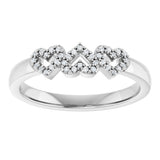 14K Gold Round Natural Diamond Heart Ring – 0.8mm Stones - White Gold - view 8