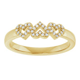 14K Gold Round Natural Diamond Heart Ring – 0.8mm Stones - Yellow Gold - view 8