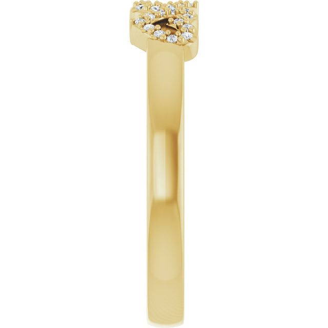 14K Gold Round Natural Diamond Heart Ring – 0.8mm Stones - Yellow Gold - view 9