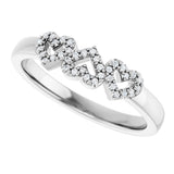 14K Gold Round Natural Diamond Heart Ring – 0.8mm Stones - White Gold - view 10