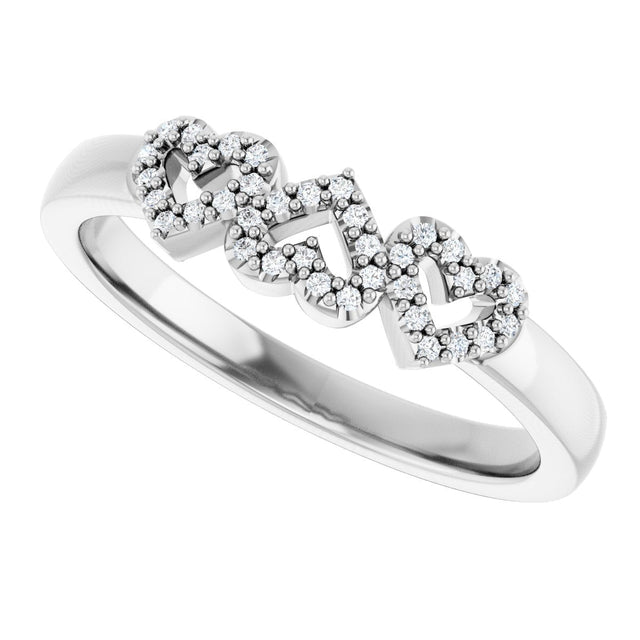 Platinum Round Natural Diamond Heart Ring – 0.8mm Stones - view 10