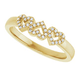 14K Gold Round Natural Diamond Heart Ring – 0.8mm Stones - Yellow Gold - view 10