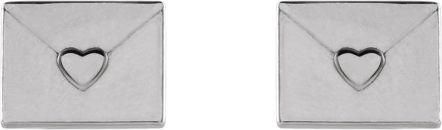 Platinum Heart Envelope Earrings - view 2
