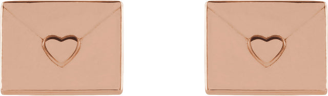 14K Gold Heart Envelope Earrings - Rose Gold - view 2