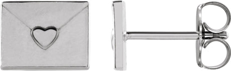 Platinum Heart Envelope Earrings