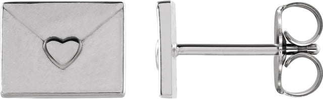 Platinum Heart Envelope Earrings