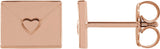 14K Gold Heart Envelope Earrings - Rose Gold