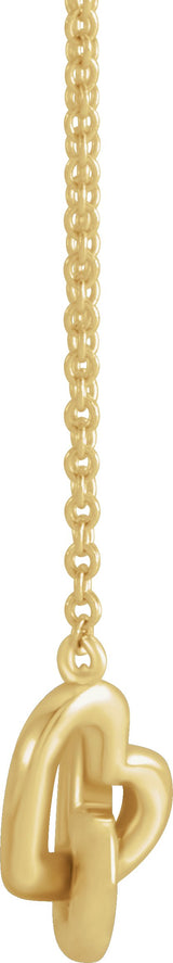 14K Gold Interlocking Heart Necklace - Yellow Gold - view 5