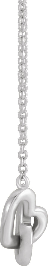 14K Gold Interlocking Heart Necklace - White Gold - view 5