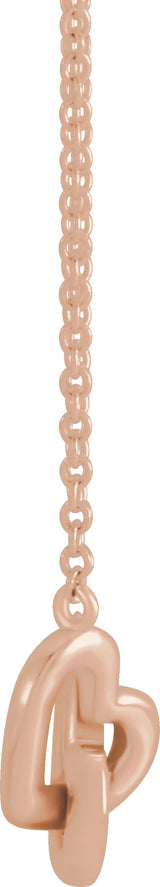14K Gold Interlocking Heart Necklace - Rose Gold - view 5
