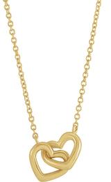 14K Gold Interlocking Heart Necklace - Yellow Gold - view 4